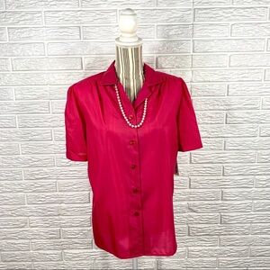 Vtg Separate Issue Pink Button Up Blouse Necklace